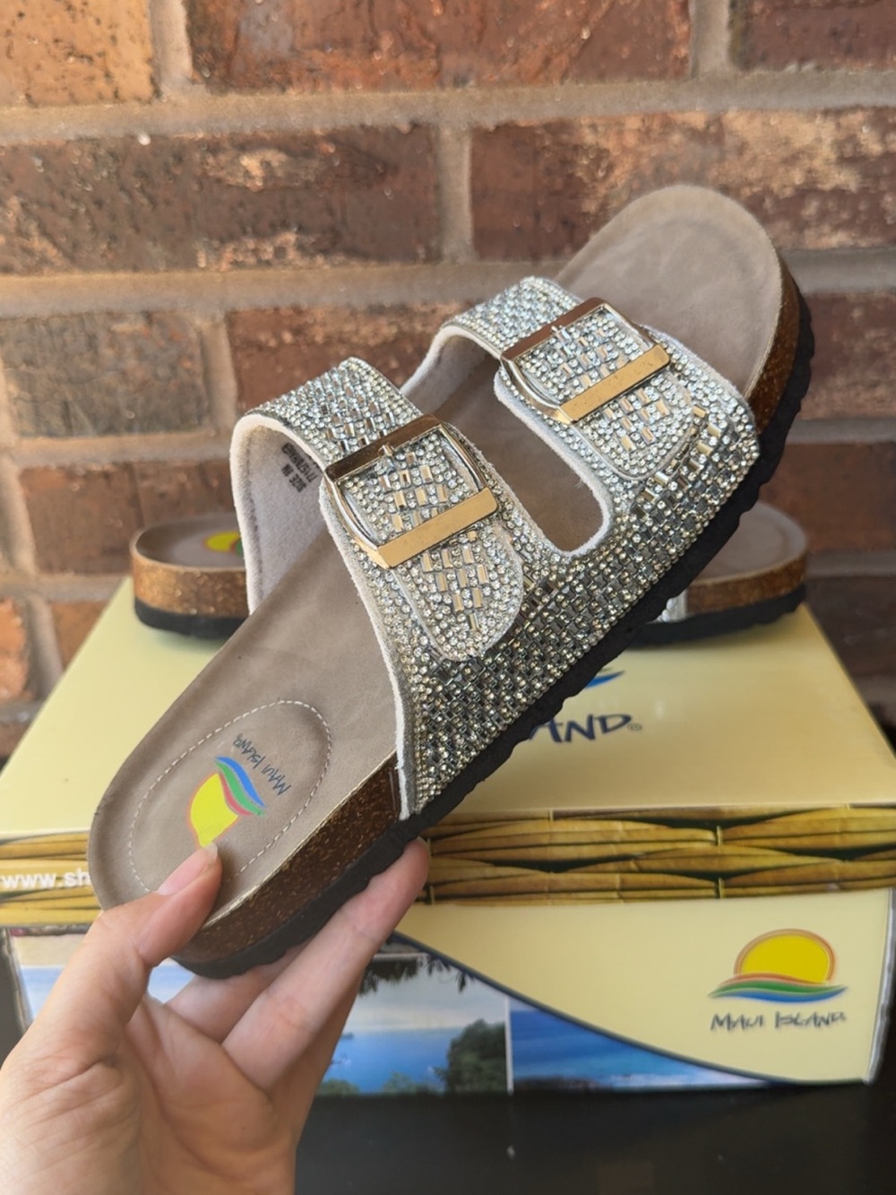 Women's Rhinestone Double-Buckle Sandals - Silver: RUNS SMALL - Picture 4 of 5